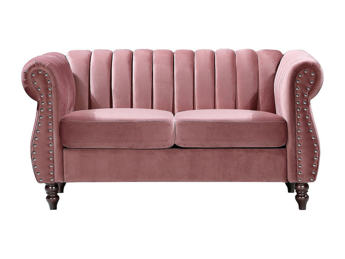 CHESTERFIELD-SOFA - 2-Sitzer - Samt - Altrosa - TRUMBO - Pink, Textil (150/77/78cm) - Vente-Unique