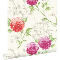 TAPETE Hortensien 53 cm x 10.05 m - Pink, Papier (53/1000cm) - ESTAhome