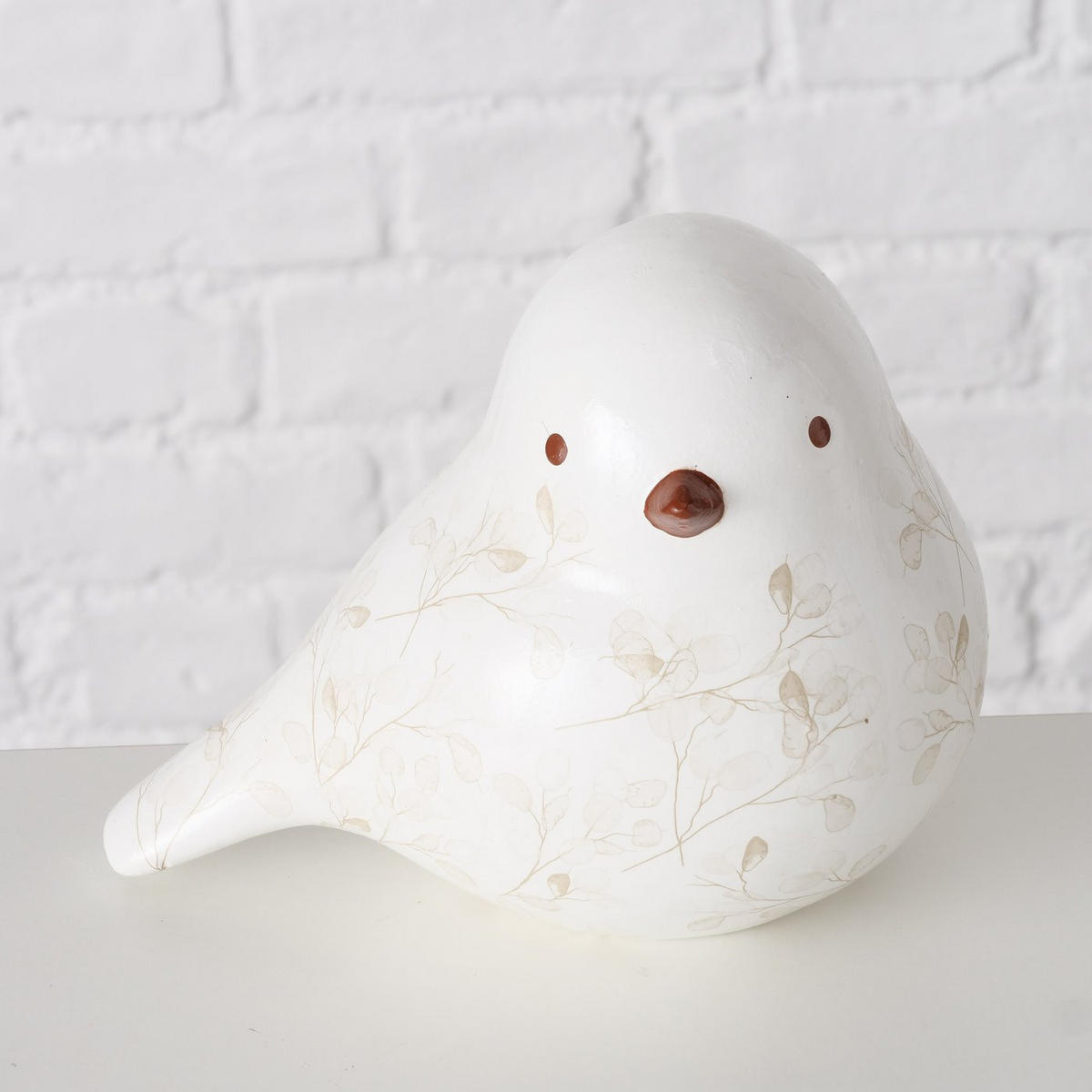 VOGEL-FIGUR handbemalt Silvana - Weiß, Keramik (12/16/20cm) - Boltze Home