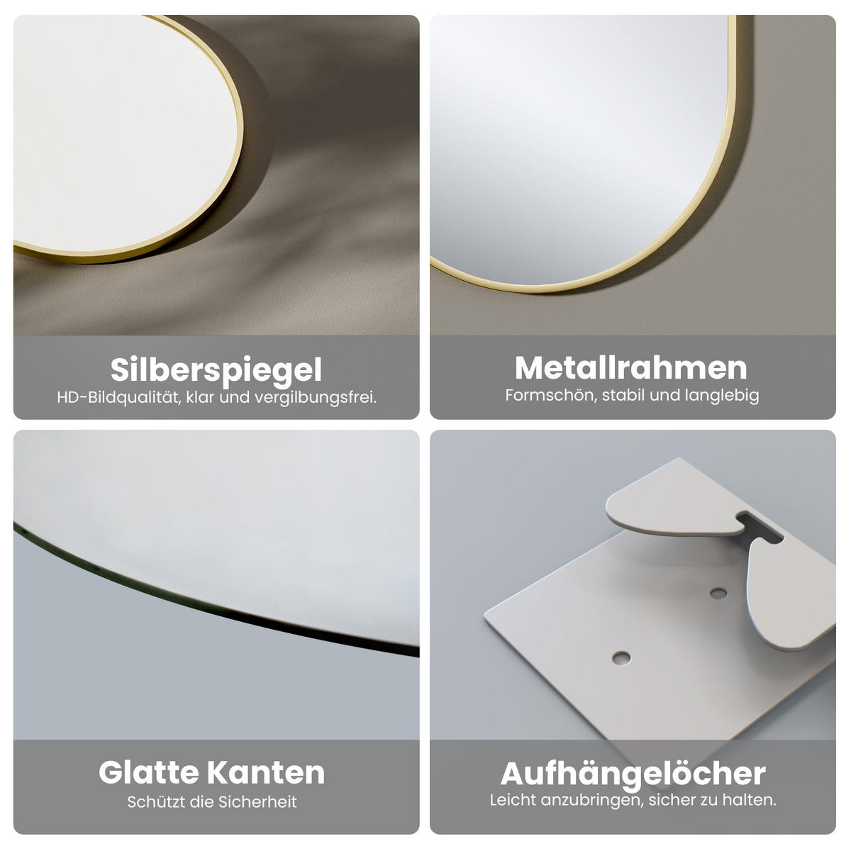 WANDSPIEGEL Glasspiegel Oval Gold 100/60/2 cm - Goldfarben, Glas (60/100/2cm) - EMKE