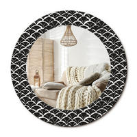 SPIEGEL Rund Ø 50 cm mit Aufdruck - Schwarz, Glas (50/50/0.4cm) - Wallfluent