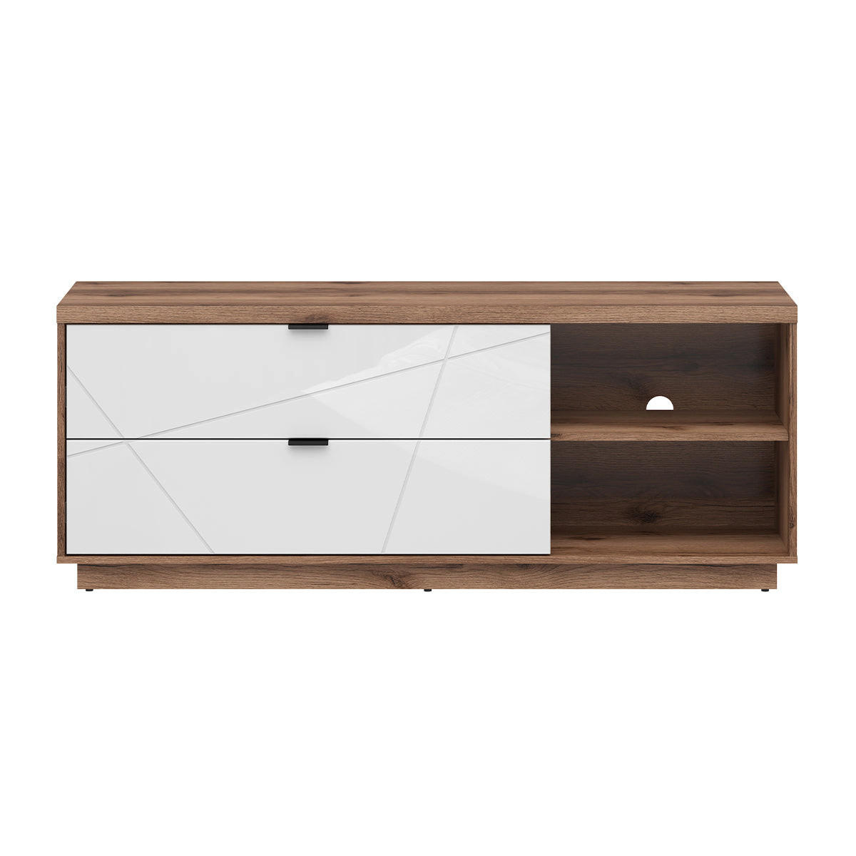 TV-MÖBEL Sven Weiß und Holz - Weiß, Holzwerkstoff (156/61/43cm) - Petits-meubles
