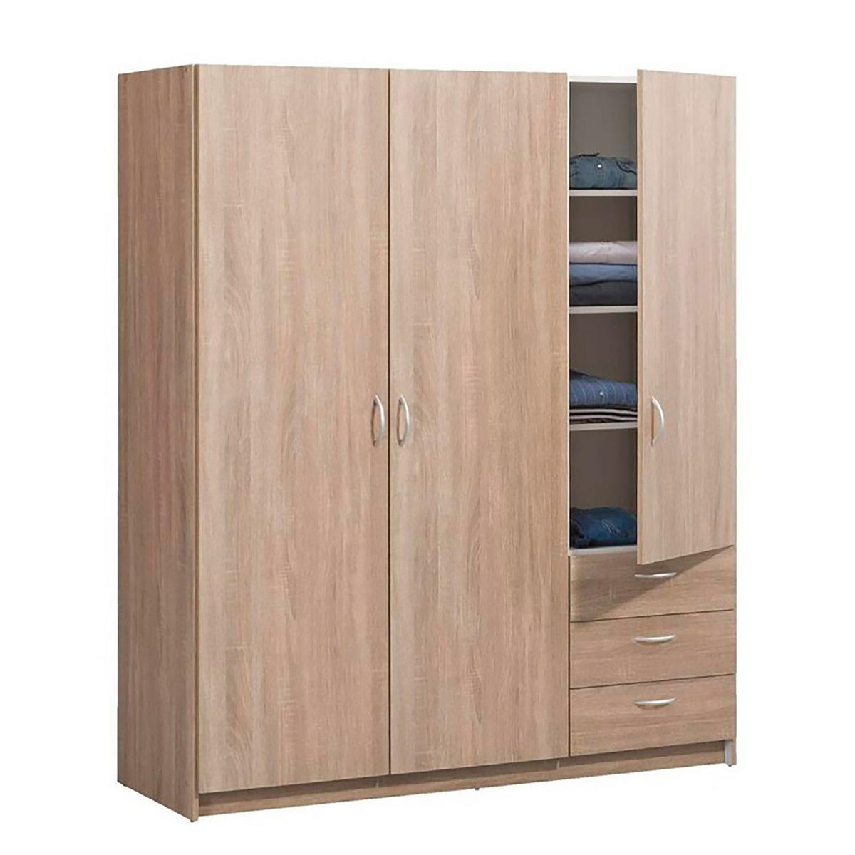 DREHTÜRENSCHRANK - Eichefarben/Silberfarben, Holzwerkstoff/Metall (146/175/50cm) - home24