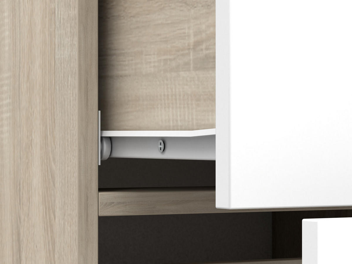 KOMMODE - Highboard IRYS 01 2D4S Sonoma + Weiß - Weiß/Sonoma Eiche, Holzwerkstoff (135/95/45cm) - Möblo