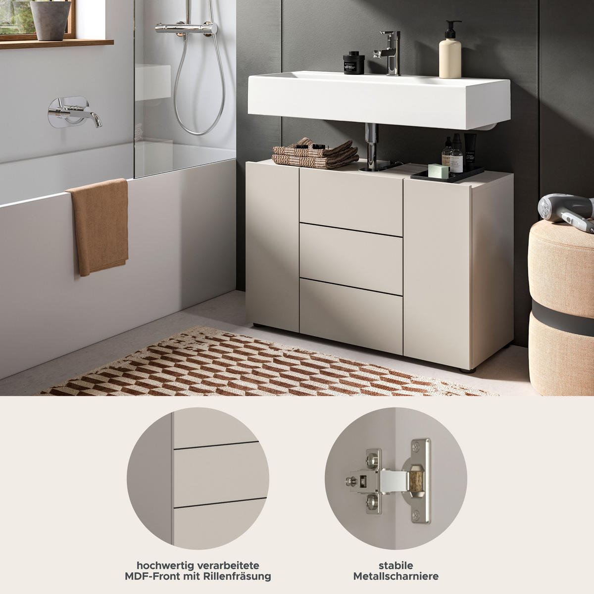 WASCHBECKENUNTERSCHRANK VIRA (B/H/T: ca. 82/56/34 cm) in Kaschmir/Kaschmir - Kaschmir, Holz (82/56/34cm)