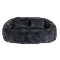 SITZSACK Chenille, Sofa mit 3 extra Kopfkissen,Schwarz - Schwarz, Textil (145/63/95cm) - LVHOM