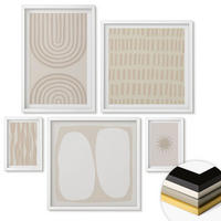 WANDBILDER 5er-Set - 50x50 cm & 20x30 cm & 40x60 cm Weißer Rahmen - Abstrakte Boho-Musterformen - Weiß, Kunststoff (40/60cm) - ArtPrintCave