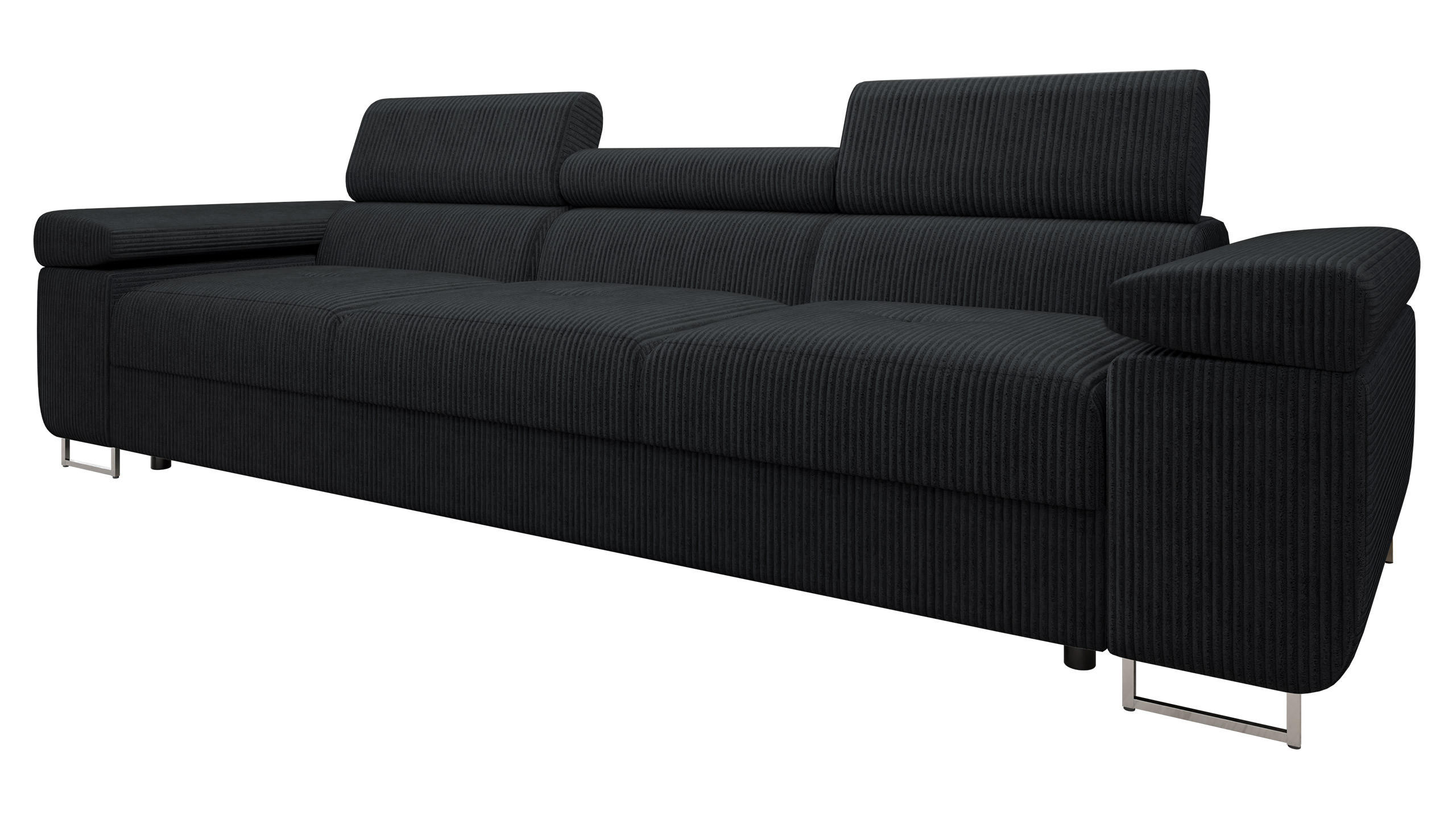 SOFA Torezio 3 Cord - Schwarz, Holz/Textil (263/90/102cm) - MIRJAN24