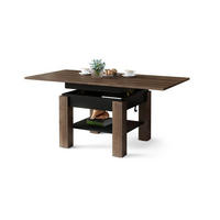 COUCHTISCH quadratisch aufklappbar höhenverstellbar 70/75/69 cm - Dunkelbraun/Schwarz, Holzwerkstoff (75/70/57cm) - designimpex