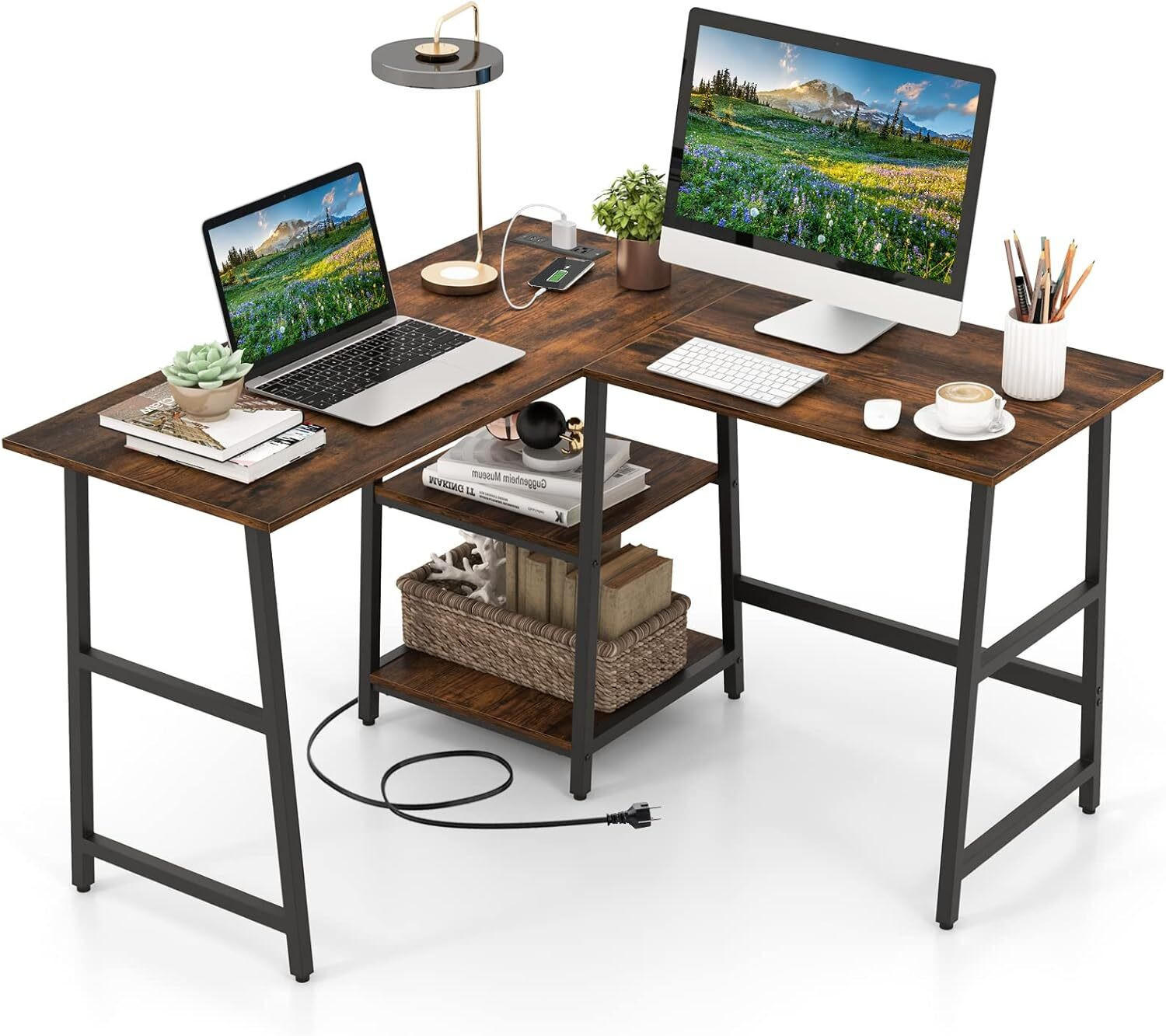 SKRIVBORD 75 cm brun - Brun, Trä (120/120/75cm) - COSTWAY