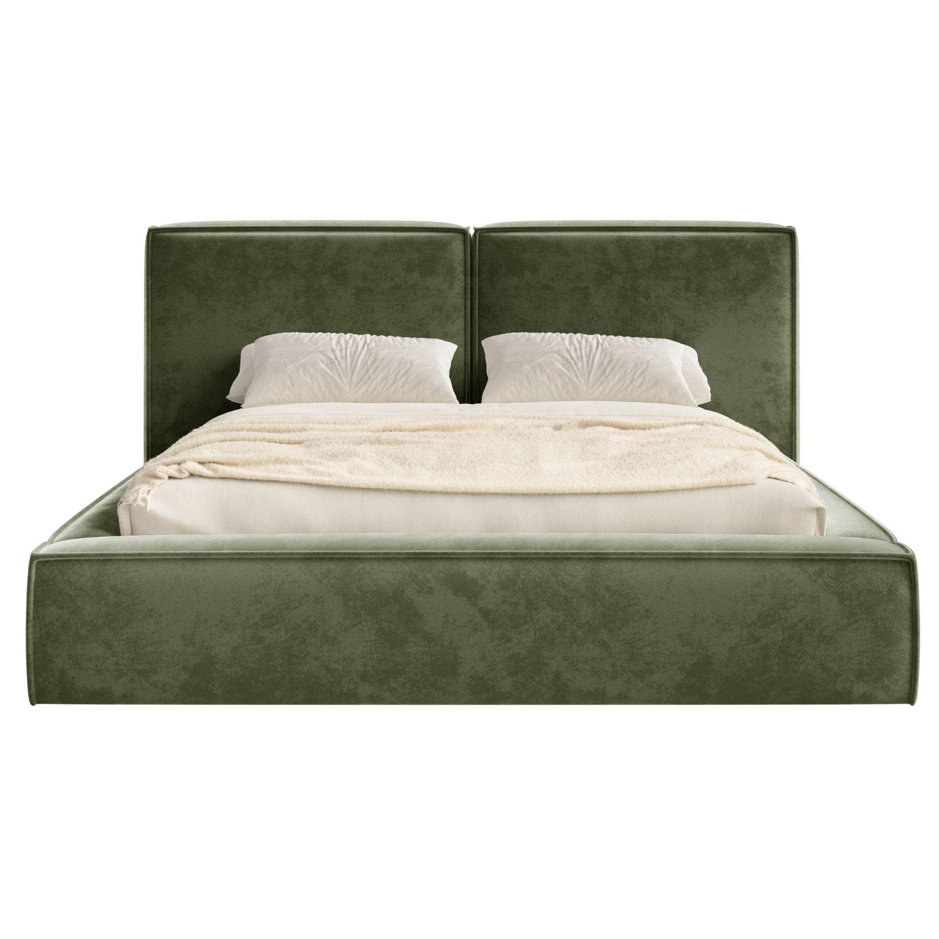 POLSTERBETT Tilves Olivgrün 160x200 cm - Schwarz/Olivgrün, Kunststoff/Textil (160/200cm) - Selsey