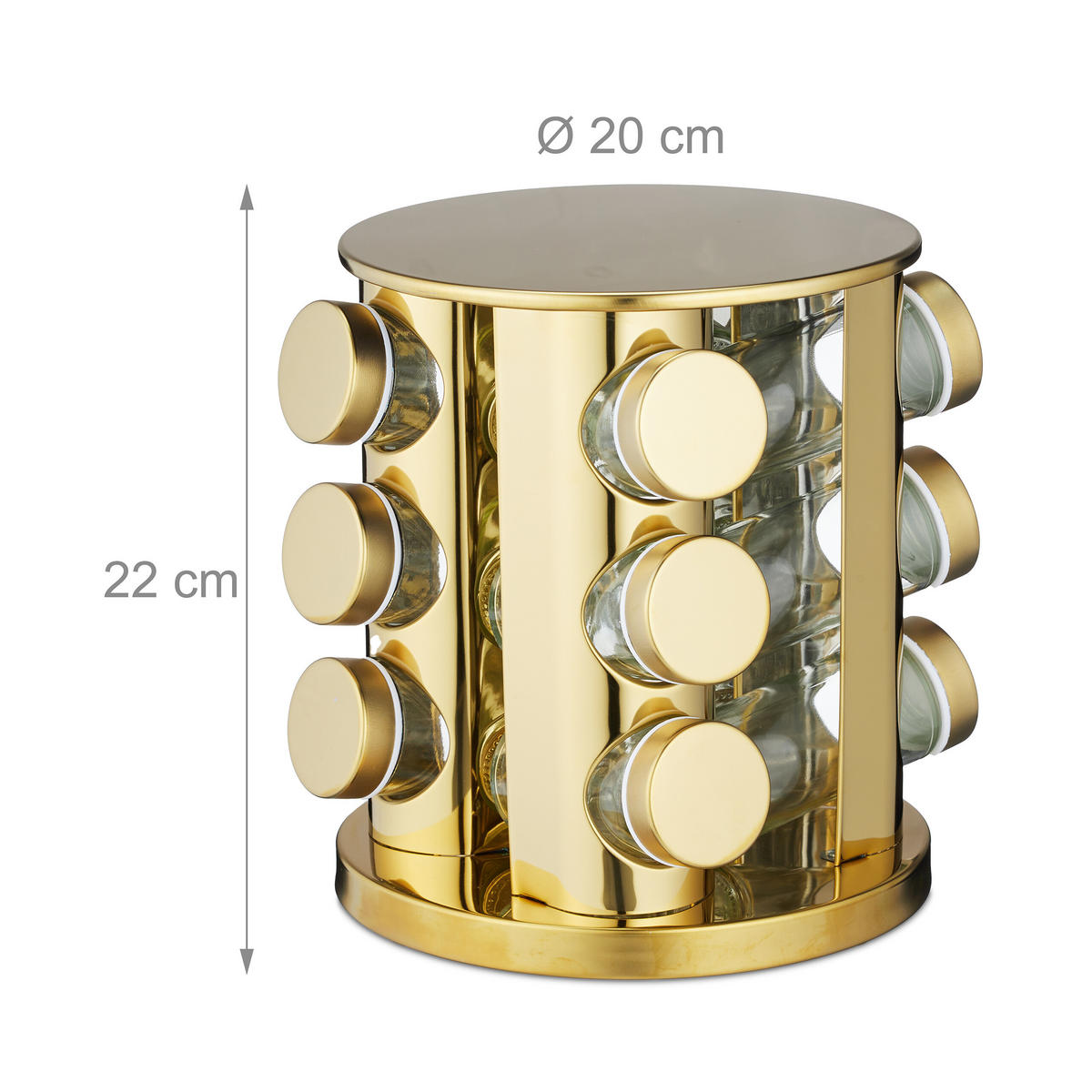 GEWÜRZKARUSSELL - Multicolor, Glas/Kunststoff (20/22/20cm) - Relaxdays