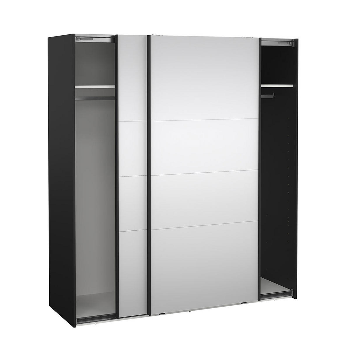 SCHIEBETÜRENSCHRANK, Catania, Schwarz, Holzwerkstoff, 179 x 67 x 201 cm - Schwarz, Holzwerkstoff (179/201/67cm) - ebuy24