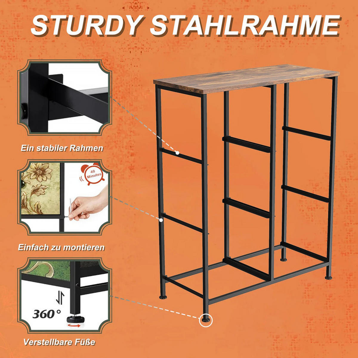 KOMMODE Holzplatte mit Stoff 9 Schubladen - Braun, Holz (30/100/100cm) - Kaket