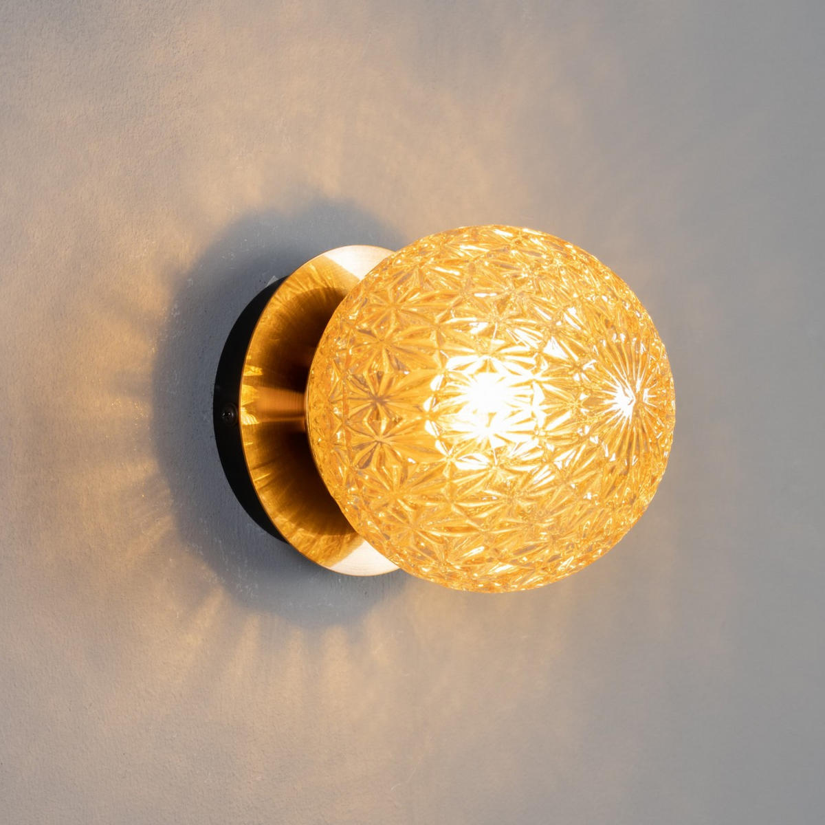 WANDLEUCHTE Orian, Gold / Messing, 15cm - Goldfarben, Glas (13/13/15cm) - KOSILUM