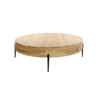 COUCHTISCH NAPO Braun Akazie - Schwarz/Braun, Holz/Metall (120/120/35cm) - KAWOLA