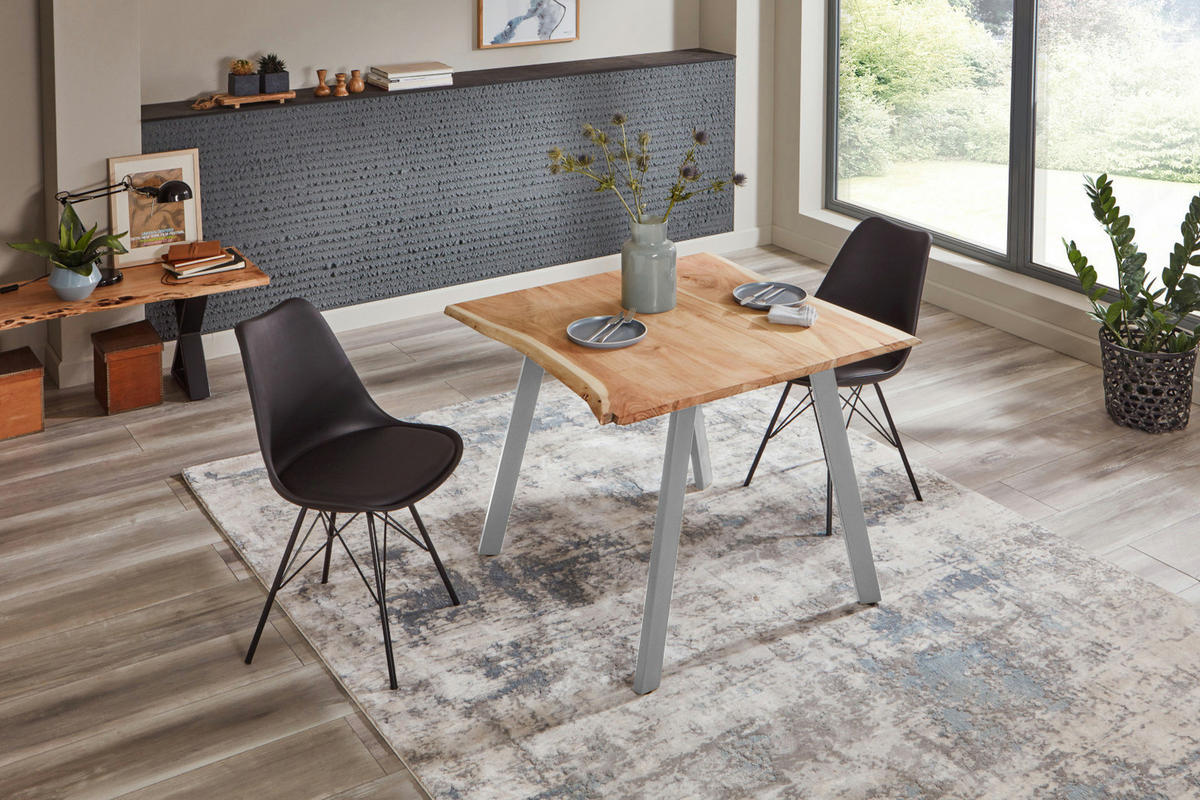 ESSTISCH LAXMI - Beige/Silberfarben, Holz/Metall (90/90/77cm) - SAM