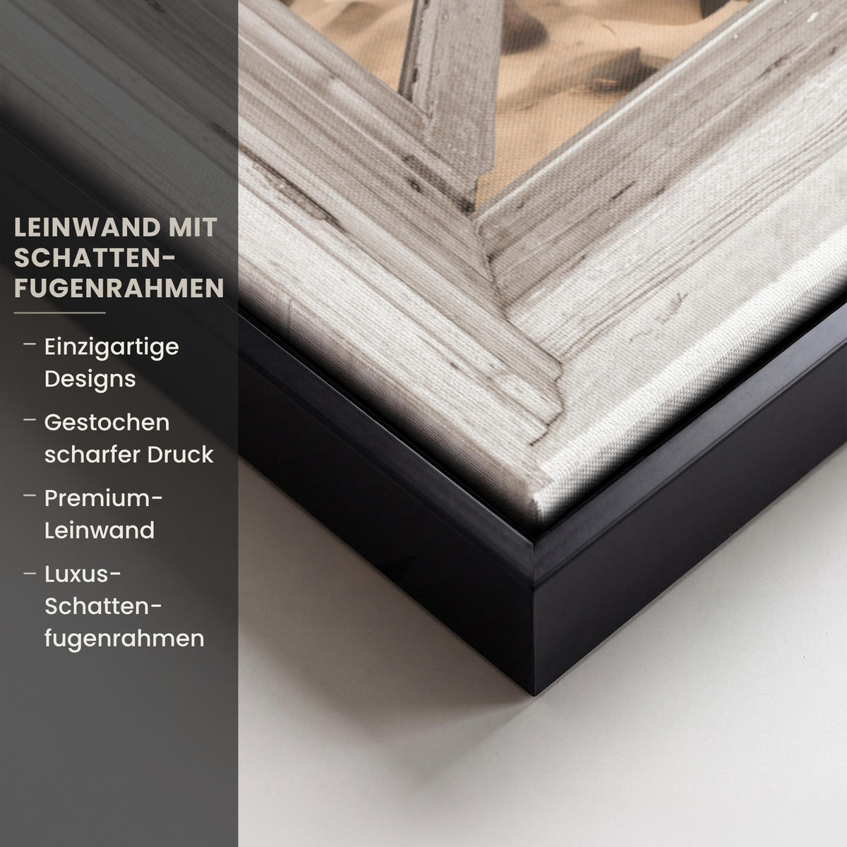 LEINWAND Bilder mit Rahmen - Fenster - Meer - Küste - Natur - Ausblick - Strand - Wattenmeer - 40x60 - Beige, Textil (40/60cm) - MuchoWow