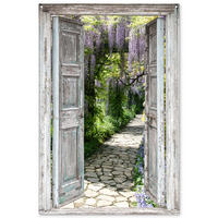 ZAHRADNÍ PLAKÁT Průhled - Les - Kameny - Jaro 120x180 cm - světle šedá, plast (120/180/0.2cm) - OnlyWow