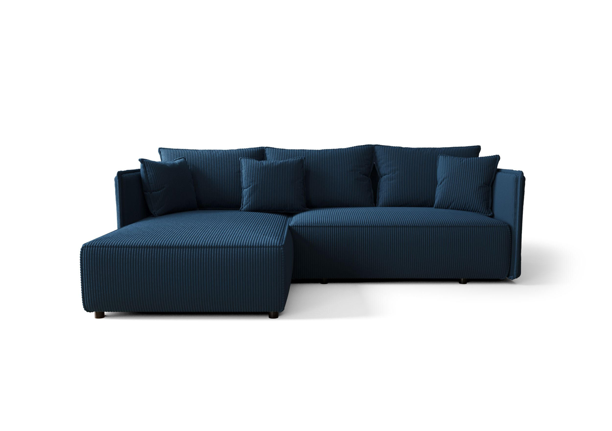ECKSOFA MILANO links dunkelblau Cord Poso 5 - Schlaffunktion, Bettkasten - Dunkelblau, Textil (245/185cm) - Cornero