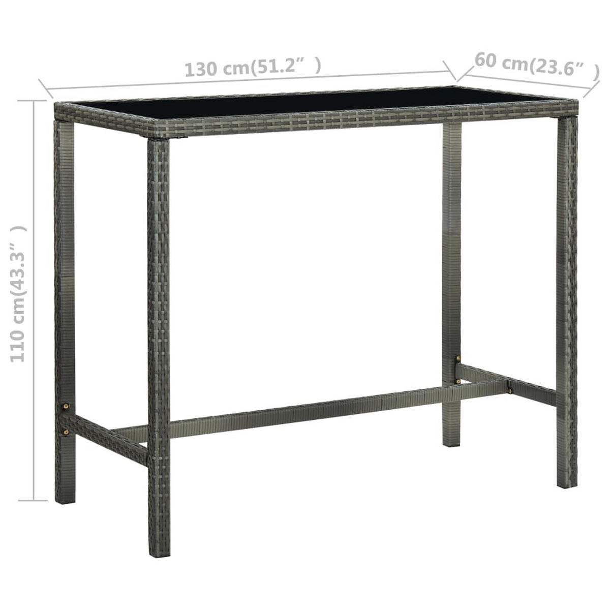 GARTENBAR-SET 5-teilig Poly Rattan Grau - Grau, Kunststoff - vidaXL