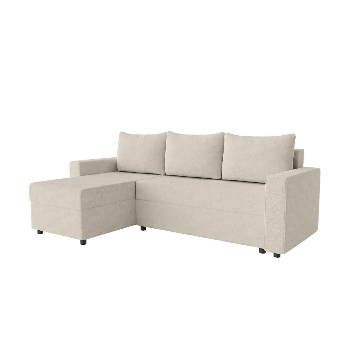 ECKSOFA Goka Lux L mit Schlaffunktion und 2 Bettkästen, Beige - Beige, Textil (230/146cm) - Fedve