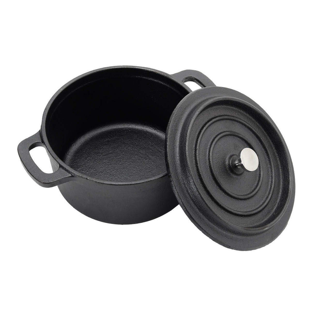 MINI-SCHMORTOPF mit Deckel aus Gusseisen in Schwarz 14 x 14 x 6,7 cm 2 kg - Schwarz, Metall (14/14/6.7cm) - Livingandhome