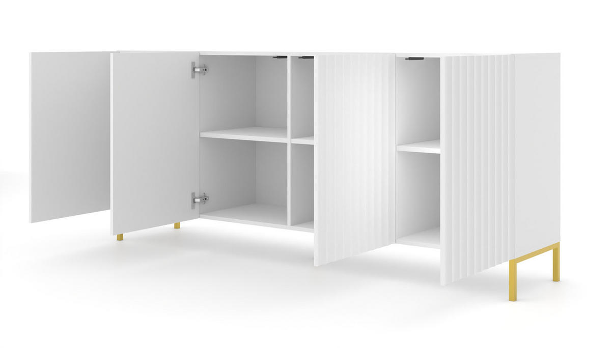 KOMMODE Weiß, Gold 200/87/42 - Weiß, Holzwerkstoff (200/87/42cm) - RAUMHIRSCH FURNITURE