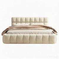 POLSTERBETT 140x200 mit Lattenrost, beige Leinen, niedriges Design mit eingelassener Matratze, sicher und stilvoll - Beige, Holz/Textil (140/200cm) - GENKI LIVING