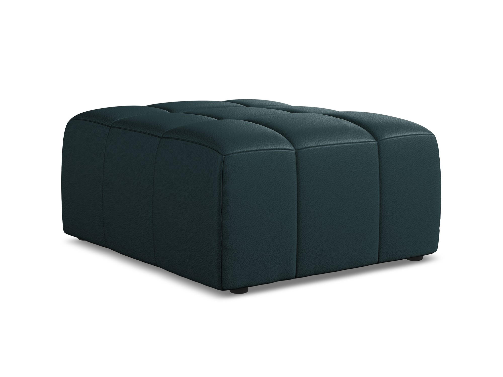 POUF Kunstleder Blau - Petrol/Schwarz, Holzwerkstoff/Kunststoff (75/41/90cm) - Makamii