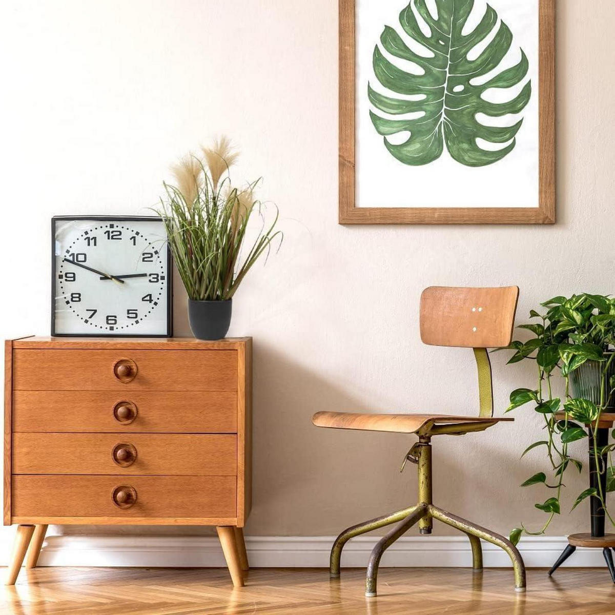 KUNSTPFLANZE Pampasgras im Topf Olive - Olivgrün, Kunststoff (43.9cm)