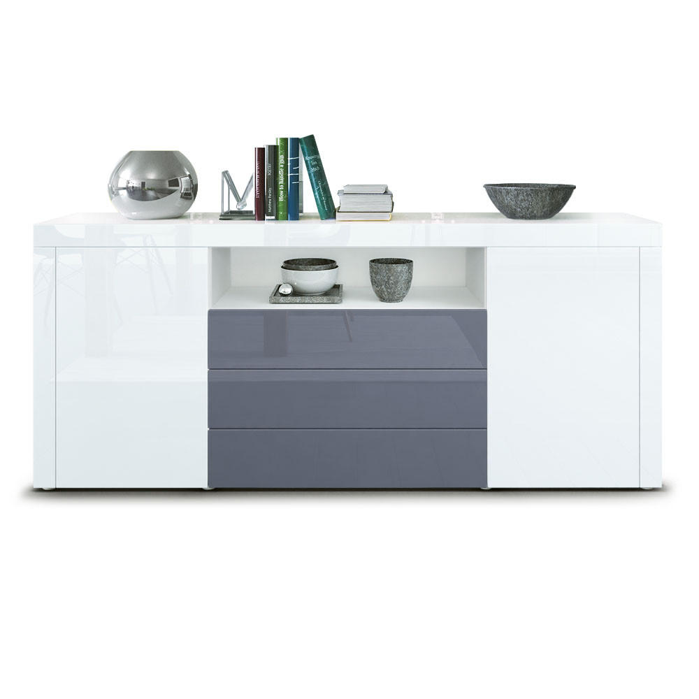 SIDEBOARD Santiago Weiß Hochglanz / Grau Hochglanz - Weiß Hochglanz, Holzwerkstoff (167/72/35cm) - Vladon