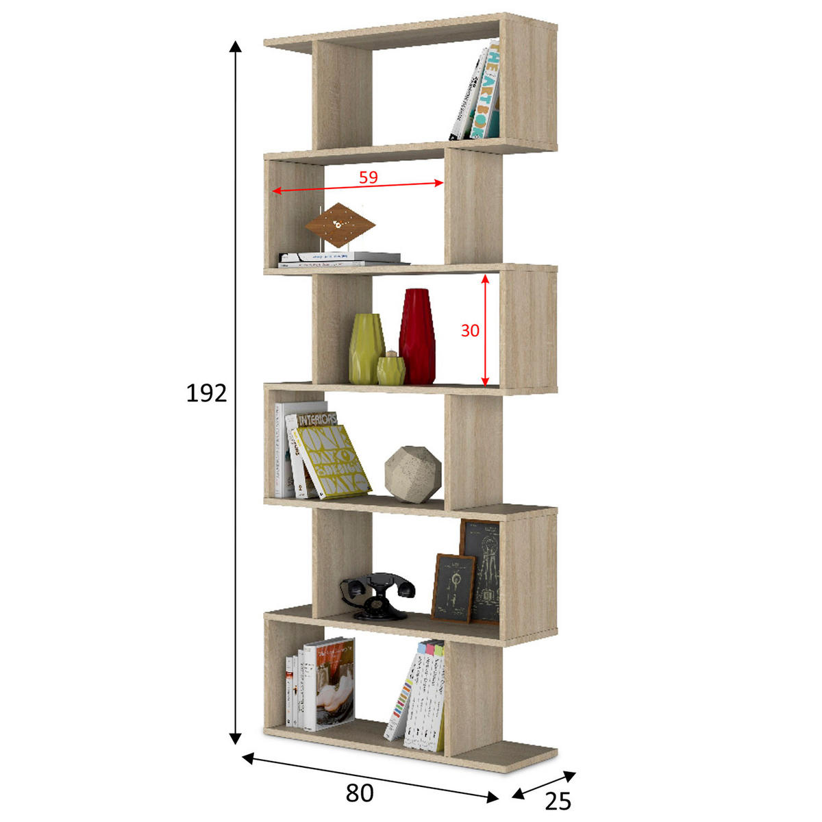 REGAL Bologna Eiche 12 Fächer - Honigeiche, Holzwerkstoff (80/192/25cm) - VS Venta-stock
