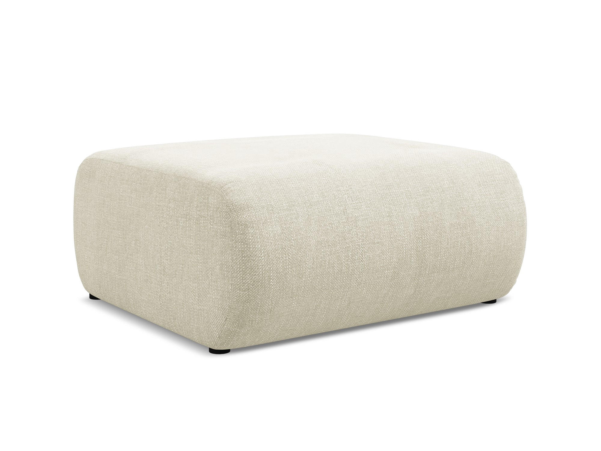 POUF Chenille Stoff Beige - Beige/Schwarz, Kunststoff/Textil (94/40/89cm) - Makamii