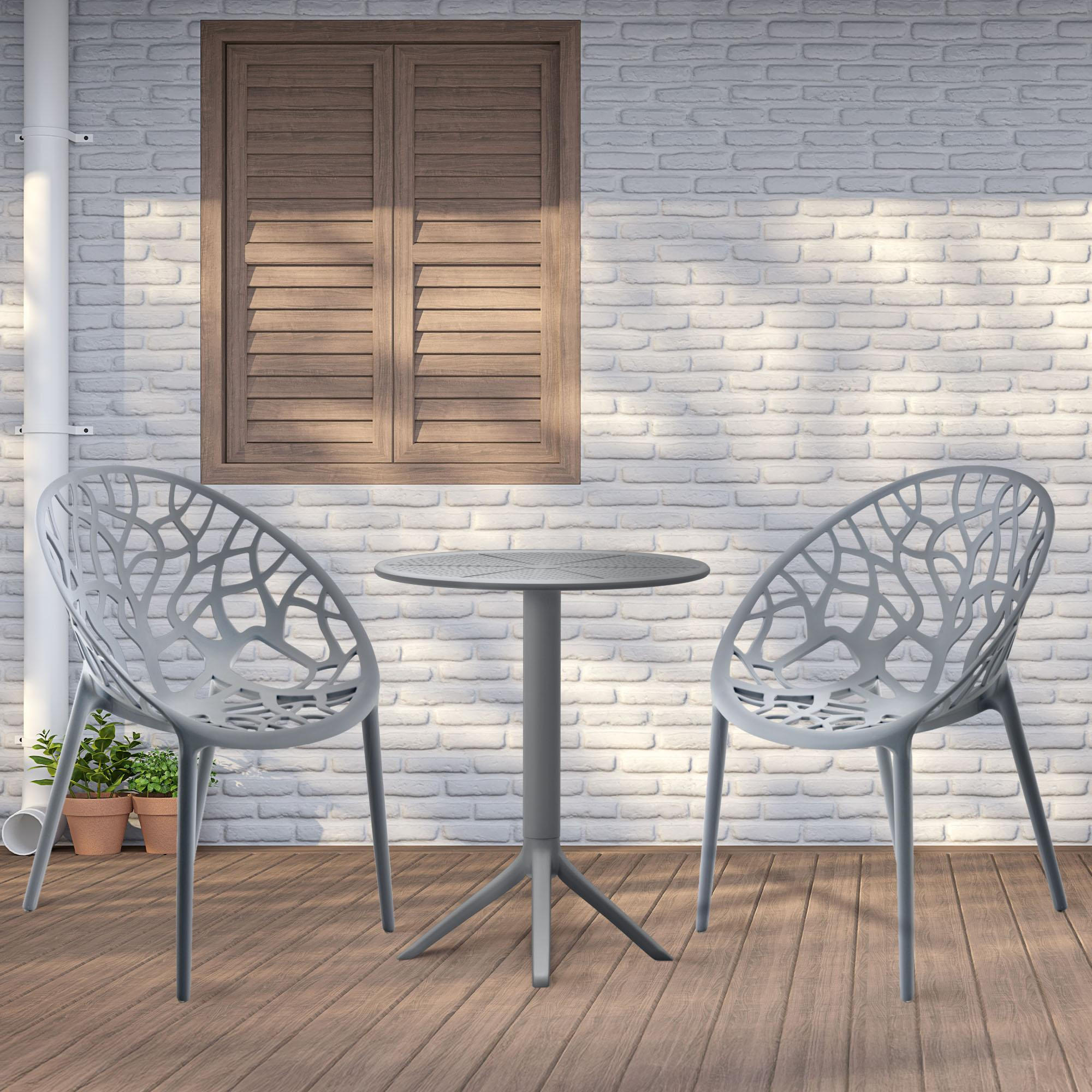 GARTENSITZGRUPPE Kunststoff Anthrazit (3-teilig) - Anthrazit, Kunststoff - CLP