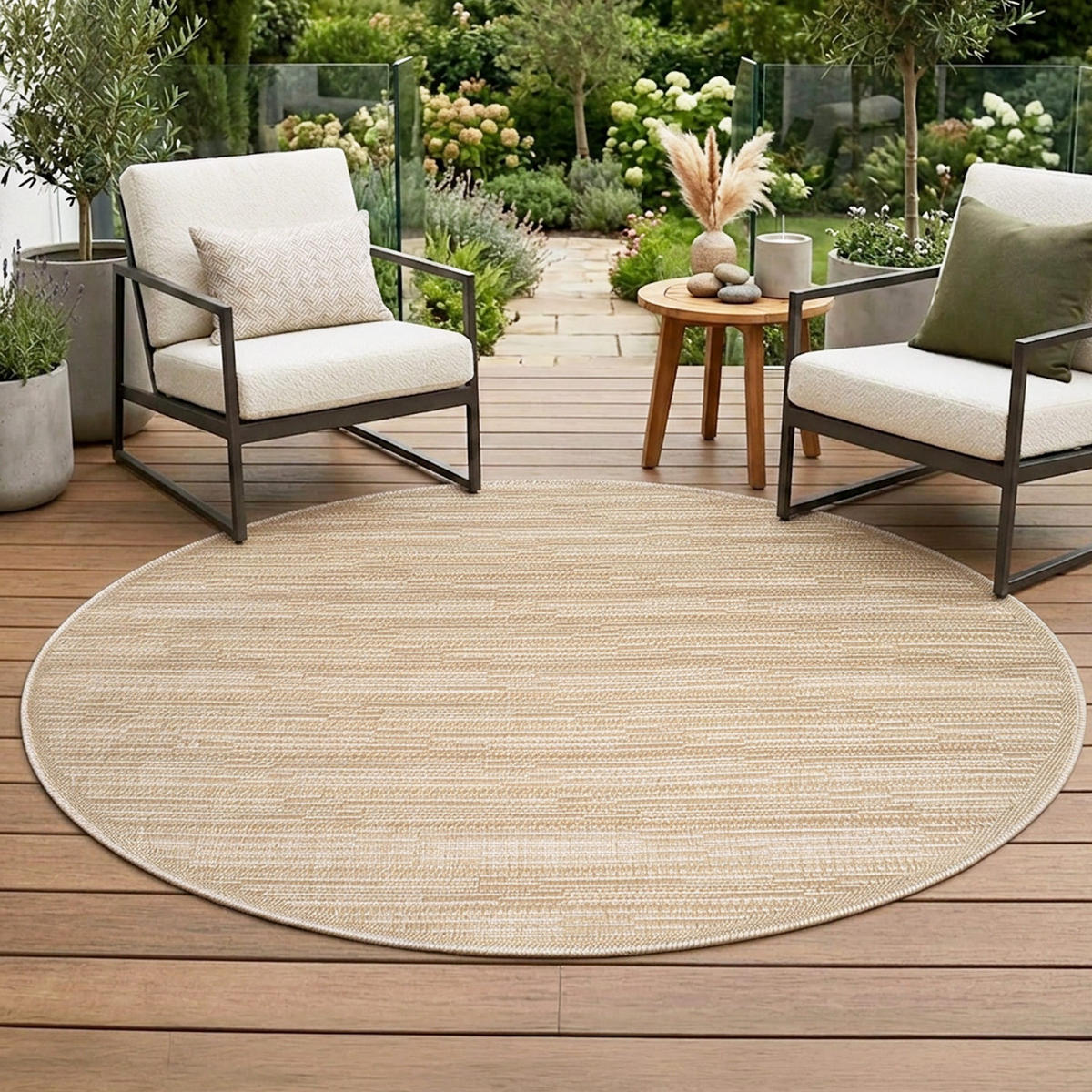 OUTDOOR-TEPPICH 789 Braun Wetterfest 120 cm Rund - Braun, Textil (120/120cm) - carpet city