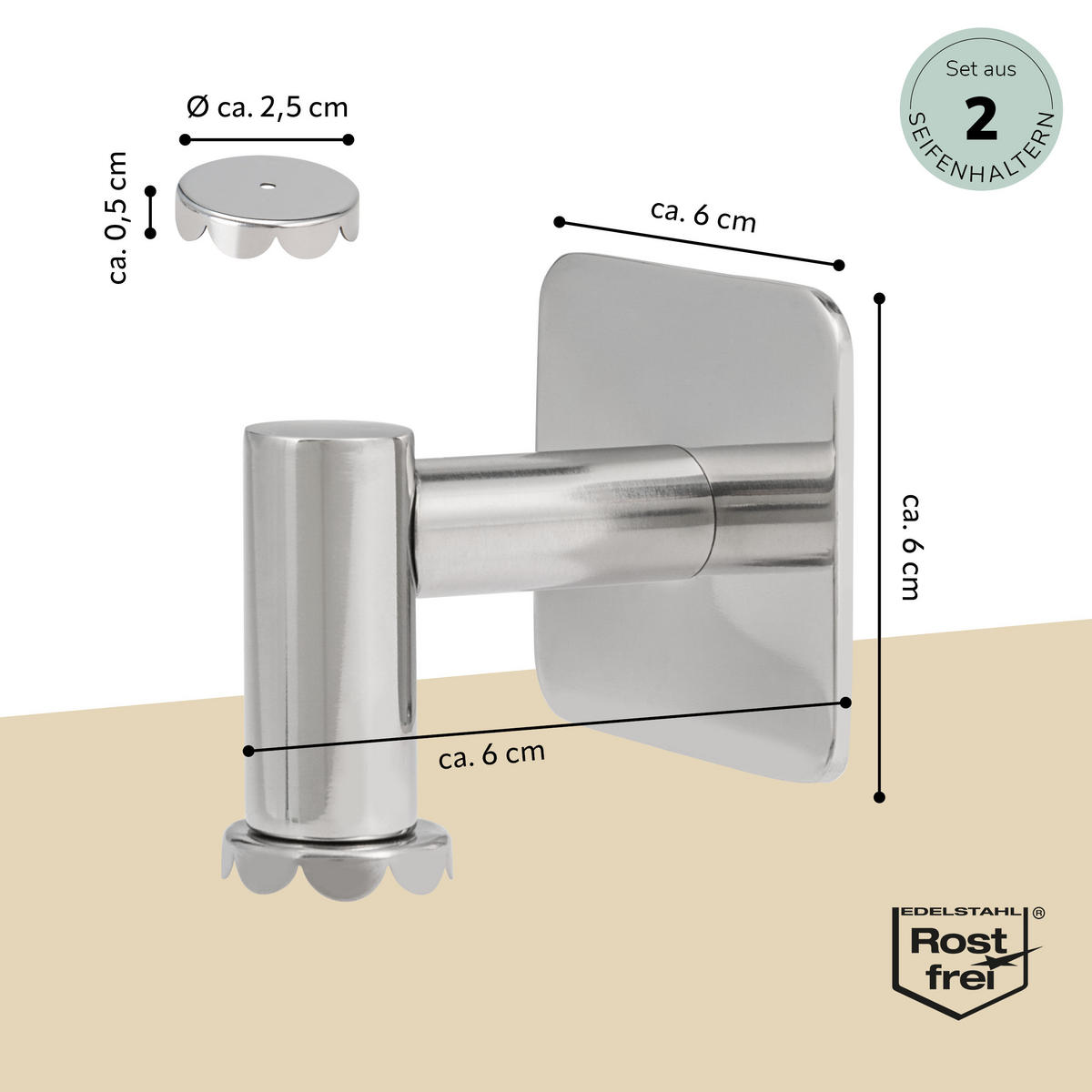 MAGNET SEIFENHALTER 2er Set, Edelstahl - Edelstahlfarben, Metall (6/6/6cm) - bremermann