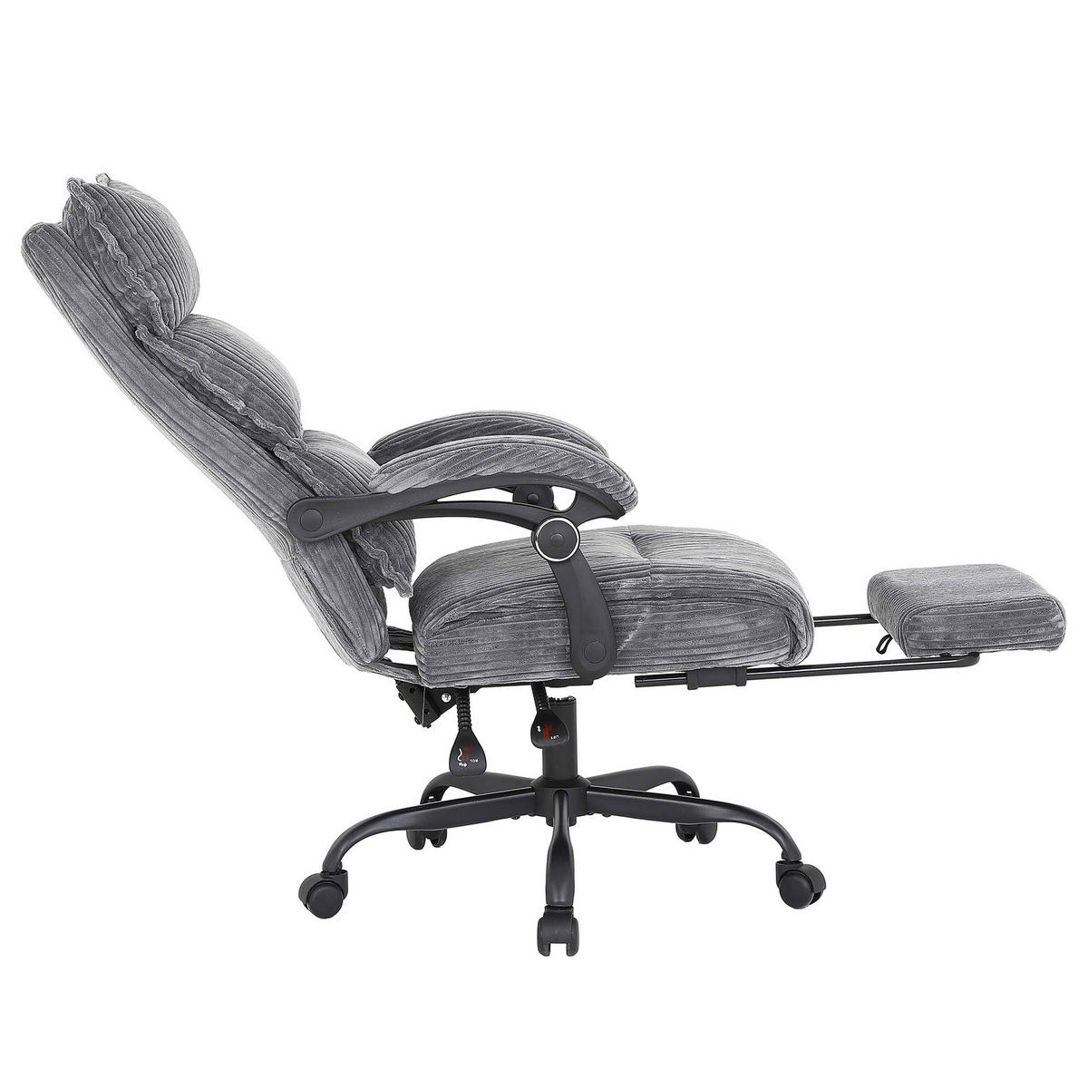BÜRODREHSTUHL mit Fußablage - Schwarz/Grau, Textil/Metall (71/116/71cm) - home24