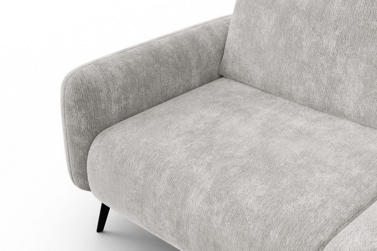 SOFA FEBE 3-Sitzer, hellgrauer Chenille-Stoff - Hellgrau/Schwarz, Holz/Textil (190/82/96cm) - Wozimo