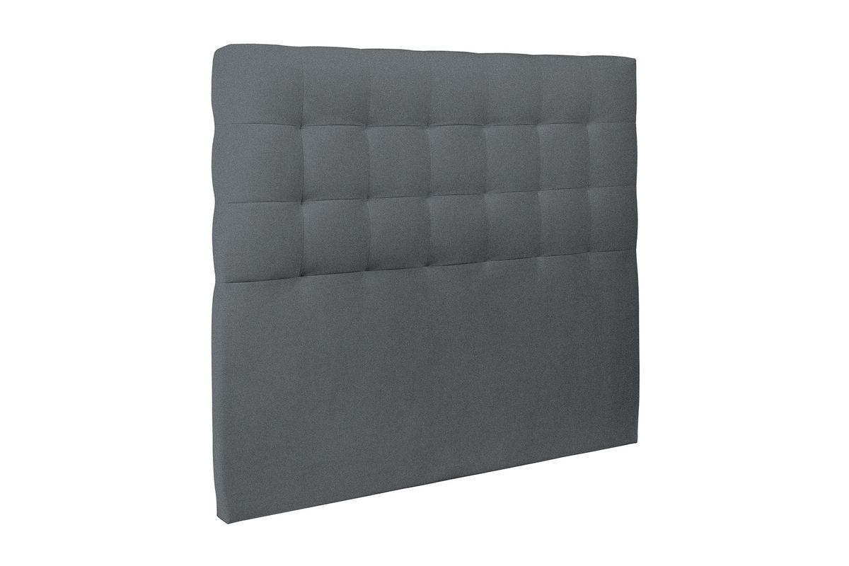 KOPFTEIL gepolstert - Gesteppt – anthrazitgrauer Samtstoff - 140 cm - Beige/Anthrazit, Karton/Holz (140/120/10cm) - Sommeil de Plomb