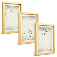 BILDER SET 3er Set - 20x30 cm Goldrahmen - Minimalistische Vogelmalerei - Goldfarben, Kunststoff (20/30cm) - TULUP