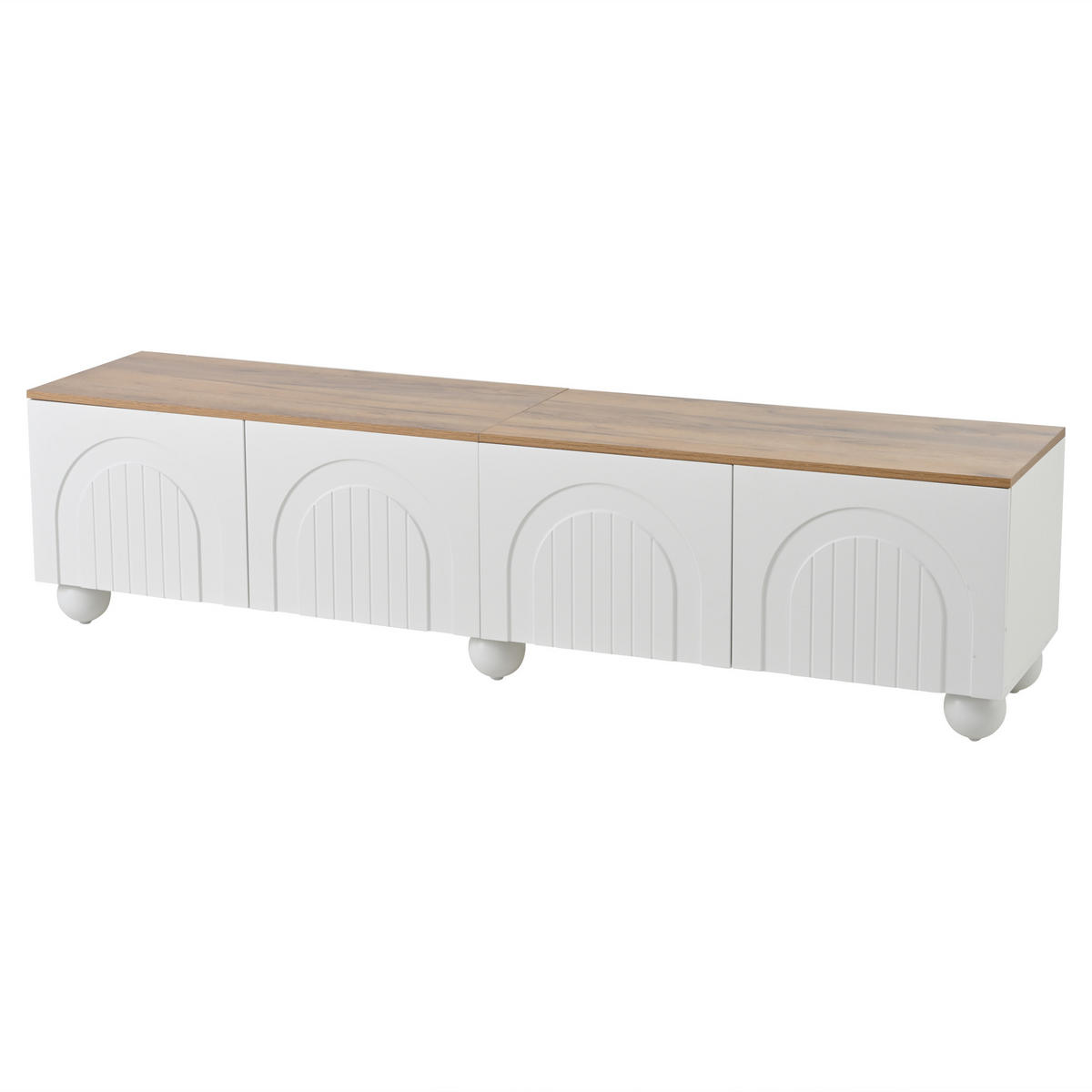TV-MÖBEL Palermo Weiß Eichefarben 180/40/45 cm - Weiß, Holzwerkstoff (180/45/40cm) - PANGIVO
