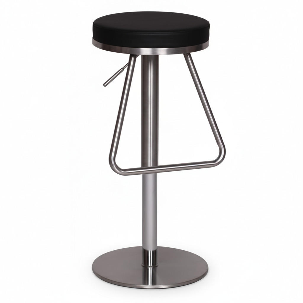 BARHOCKER Höhenverstellbar Edelstahl Runde Sitzfläche MIS, Schwarz 39x39x79 cm - Silberfarben/Schwarz, Kunststoff/Textil (39/79/39cm) - KADIMA DESIGN