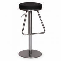 BARHOCKER Höhenverstellbar Edelstahl Runde Sitzfläche MIS, Schwarz 39x39x79 cm - Silberfarben/Schwarz, Kunststoff/Textil (39/79/39cm) - KADIMA DESIGN