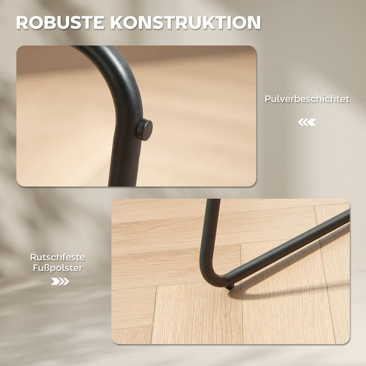 BARHOCKER 2er-Set DE-07992 mit Stoffbezug, Schaumstoffpolsterung und Armlehnen Grau - Grau, Metall (50.5/96/53cm) - ComfortXL