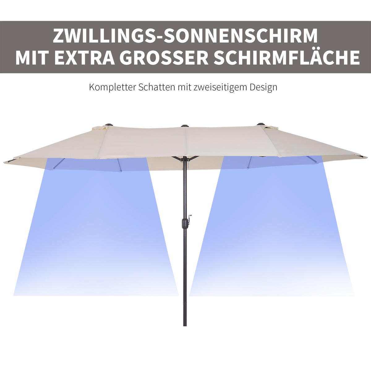 SONNENSCHIRM, Gartenschirm, Marktschirm, Doppelsonnenschirm, Beige, Oval - Beige, Metall (270/460cm) - Outsunny