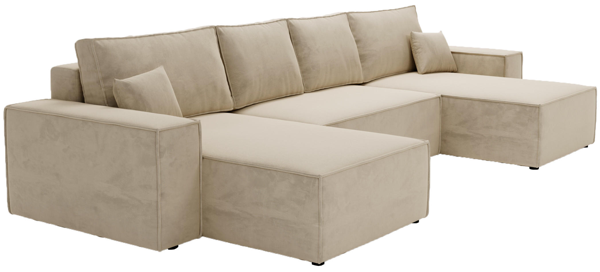 ECKSOFA 380 cm Bergamo U mit Bettkasten, Samt, Beige - Beige, Holz (377/189cm) - Emporius