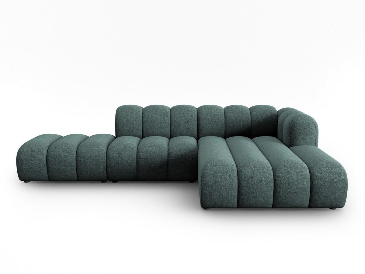 ECKSOFA modular rechts Lupine aus Chenille-Stoff petrol 5 Sitzplätze - Petrol, Textil (177/299cm) - Micadoni