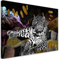 WANDBILD lampart farbige abstrakt - Schwarz, Textil (60/40cm) - Feeby