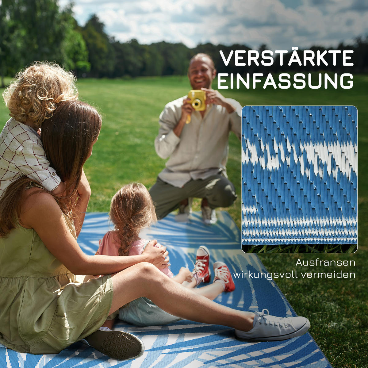 OUTDOORTEPPICH, Kunststoff, Blau - Blau, Kunststoff (274/182cm) - Outsunny